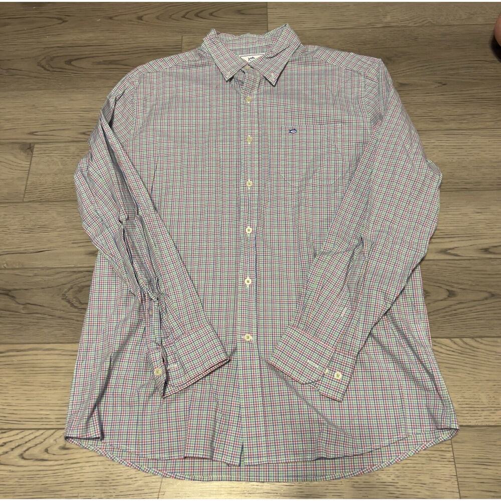 Southern Tide Classic Fit Long Sleeve Button Up Shirt Plaid Mens Size L